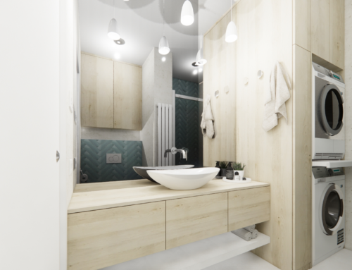 Koupelnový nábytek na míru: Využijte prostor pod umyvadlem i&nbsp;nad pračkou Copy